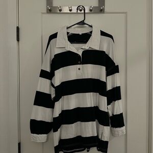 Black and White Striped Long Sleeve Shirt